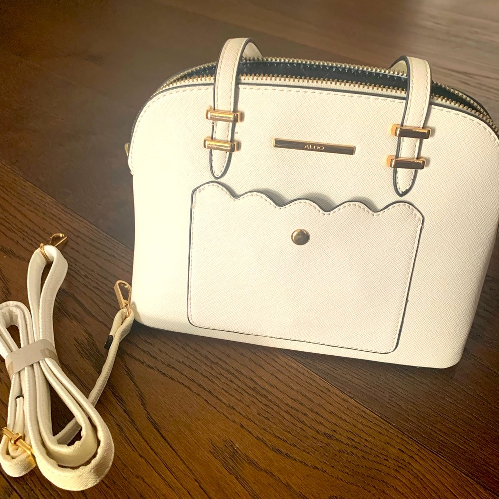White leather dome satchel /handbag